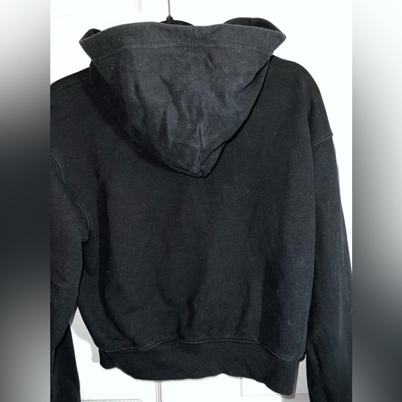 TNA Aritzia Sweatshirt Hoodie Cozy Fleece Boyfriend Boxy Zip Black Pockets - Picture 5 of 10
